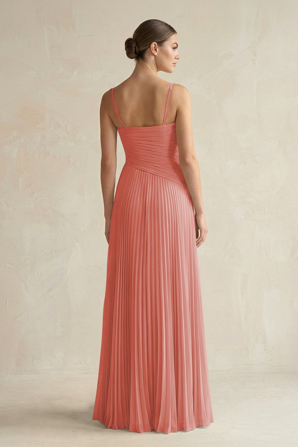 Pleated A-Line Long Chiffon Bridesmaid Dress in Mulberry