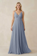 Pleated V - Neck A - Line Chiffon Bridesmaid Dress in Twilight - SHE IS ME Bridesmaid Dresses