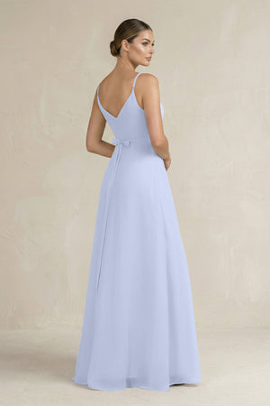 Ruched A - Line Chiffon Bridesmaid Dress with Slit in Ice - SHE IS ME Bridesmaid Dresses