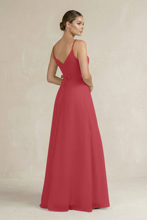 Ruched A - Line Chiffon Bridesmaid Dress with Slit in Merlot - SHE IS ME Bridesmaid Dresses