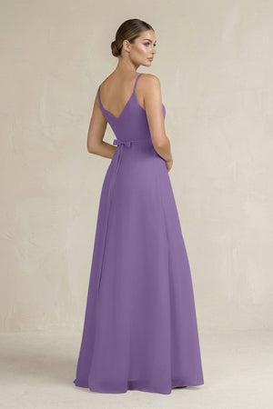 Ruched A - Line Chiffon Bridesmaid Dress with Slit in Tahiti - SHE IS ME Bridesmaid Dresses