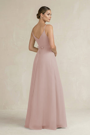 Ruched A - Line Chiffon Bridesmaid Dress with Slit in Toffee - SHE IS ME Bridesmaid Dresses