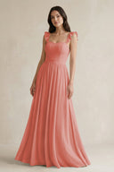 Ruffled Spaghetti Strap Chiffon A - Line Bridesmaid Dress in Mulberry - SHE IS ME Bridesmaid Dresses