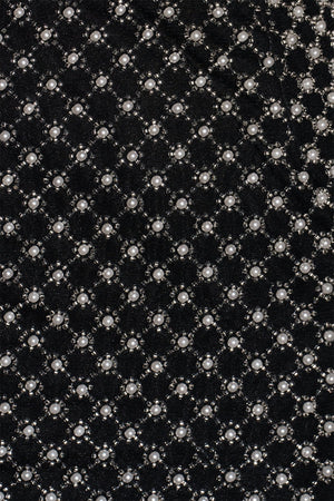 Sheath Beaded Mini Dress With Bow in Black - SHE IS ME