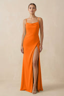 Sheath Spaghetti Straps Chiffon Long Bridesmaid Dress in Cinnamon - SHE IS ME Bridesmaid Dresses