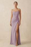 Sheath Spaghetti Straps Chiffon Long Bridesmaid Dress in Dusk - SHE IS ME Bridesmaid Dresses