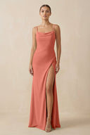 Sheath Spaghetti Straps Chiffon Long Bridesmaid Dress in Wild Rose - SHE IS ME Bridesmaid Dresses