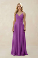 Spaghetti Strap A - Line Chiffon Bridesmaid Dress in Amethyst - SHE IS ME Bridesmaid Dresses
