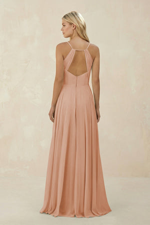 Spaghetti Strap A - Line Chiffon Bridesmaid Dress in Champagne Rose - SHE IS ME Bridesmaid Dresses