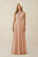 Spaghetti Strap A - Line Chiffon Bridesmaid Dress in Champagne Rose - SHE IS ME Bridesmaid Dresses