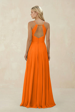 Spaghetti Strap A - Line Chiffon Bridesmaid Dress in Cinnamon - SHE IS ME Bridesmaid Dresses