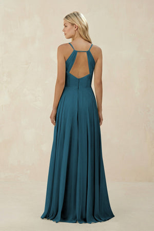 Spaghetti Strap A - Line Chiffon Bridesmaid Dress in Dark Teal - SHE IS ME Bridesmaid Dresses