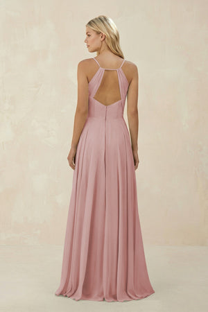 Spaghetti Strap A - Line Chiffon Bridesmaid Dress in Dusty Rose - SHE IS ME Bridesmaid Dresses