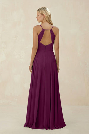 Spaghetti Strap A - Line Chiffon Bridesmaid Dress in Fig - SHE IS ME Bridesmaid Dresses