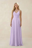 Spaghetti Strap A - Line Chiffon Bridesmaid Dress in Lavender - SHE IS ME Bridesmaid Dresses