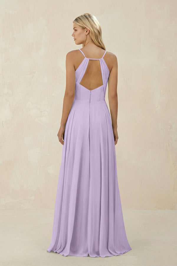 Spaghetti Strap A - Line Chiffon Bridesmaid Dress in Lavender - SHE IS ME Bridesmaid Dresses