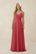 Spaghetti Strap A - Line Chiffon Bridesmaid Dress in Merlot - SHE IS ME Bridesmaid Dresses