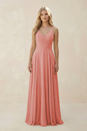 Spaghetti Strap A - Line Chiffon Bridesmaid Dress in Mulberry - SHE IS ME Bridesmaid Dresses