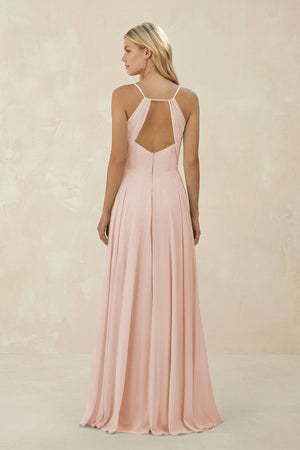 Spaghetti Strap A - Line Chiffon Bridesmaid Dress in Pale Blush - SHE IS ME Bridesmaid Dresses