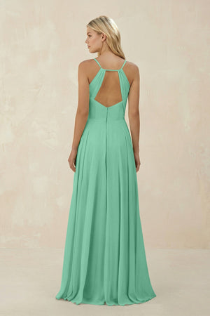 Spaghetti Strap A - Line Chiffon Bridesmaid Dress in Turquoise - SHE IS ME Bridesmaid Dresses