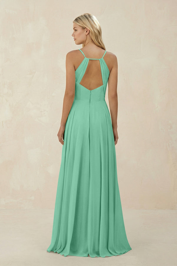 Spaghetti Strap A - Line Chiffon Bridesmaid Dress in Turquoise - SHE IS ME Bridesmaid Dresses