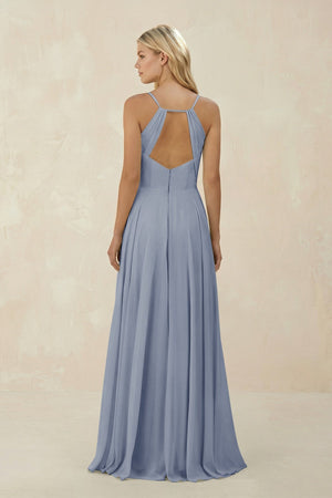 Spaghetti Strap A - Line Chiffon Bridesmaid Dress in Twilight - SHE IS ME Bridesmaid Dresses