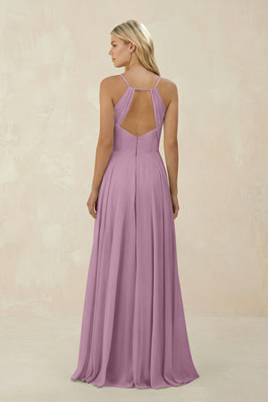 Spaghetti Strap A - Line Chiffon Bridesmaid Dress in Wisteria - SHE IS ME Bridesmaid Dresses