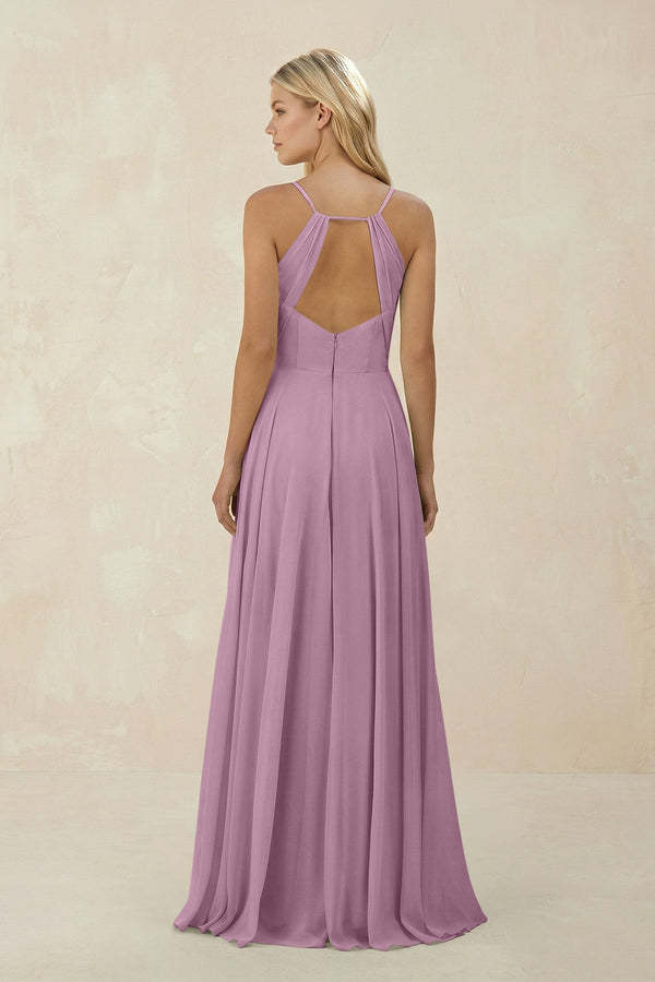 Spaghetti Strap A - Line Chiffon Bridesmaid Dress in Wisteria - SHE IS ME Bridesmaid Dresses
