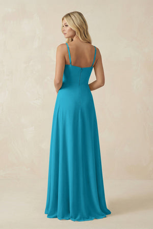 Spaghetti Strap Chiffon A - Line Bridesmaid Dress in Blue Jay - SHE IS ME Bridesmaid Dresses