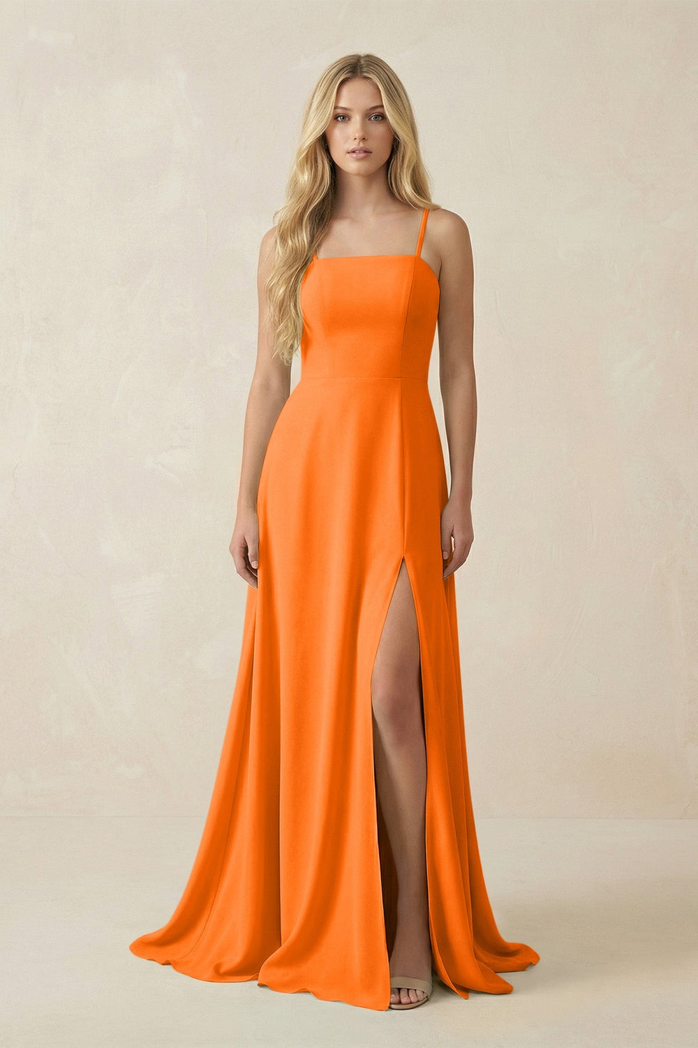 Spaghetti Strap Chiffon A - Line Bridesmaid Dress in Cinnamon - SHE IS ME Bridesmaid Dresses