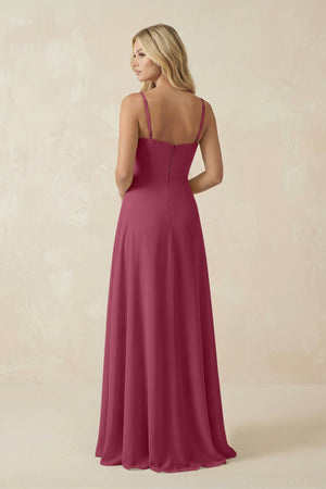 Spaghetti Strap Chiffon A - Line Bridesmaid Dress in Desert Rose - SHE IS ME Bridesmaid Dresses