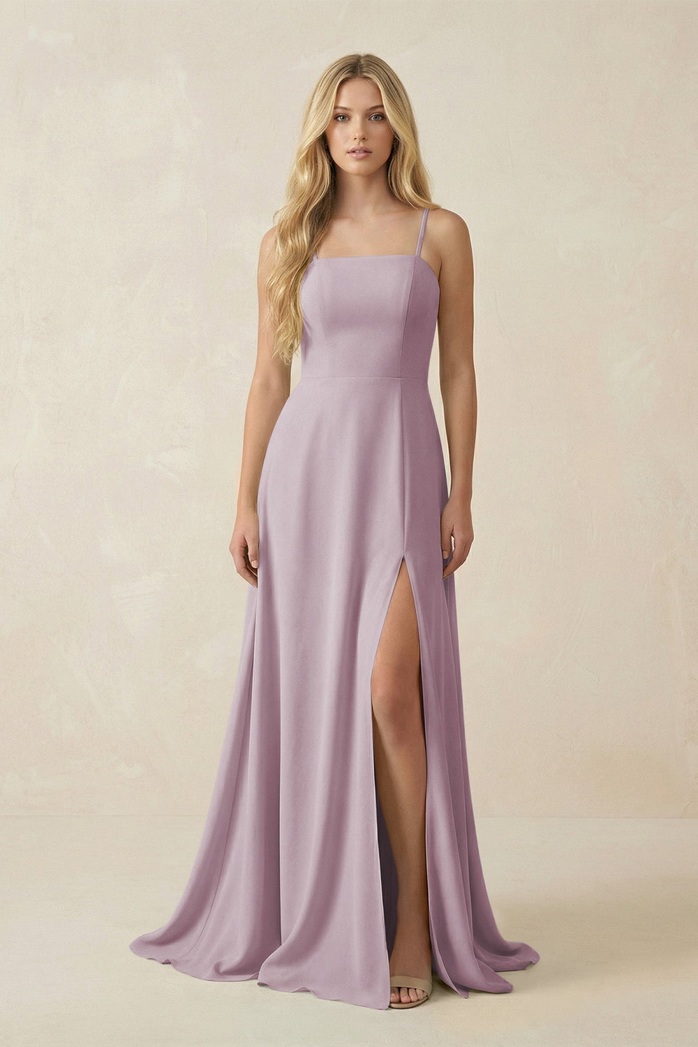 Spaghetti Strap Chiffon A - Line Bridesmaid Dress in Dusk - SHE IS ME Bridesmaid Dresses