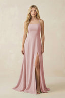 Spaghetti Strap Chiffon A - Line Bridesmaid Dress in Dusty Rose - SHE IS ME Bridesmaid Dresses