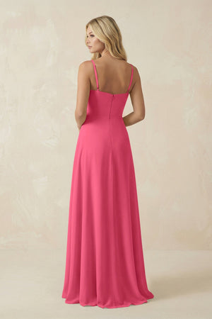 Spaghetti Strap Chiffon A - Line Bridesmaid Dress in Fuchsia - SHE IS ME Bridesmaid Dresses