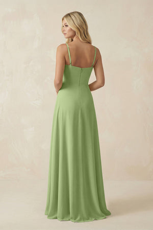 Spaghetti Strap Chiffon A - Line Bridesmaid Dress in Matcha - SHE IS ME Bridesmaid Dresses