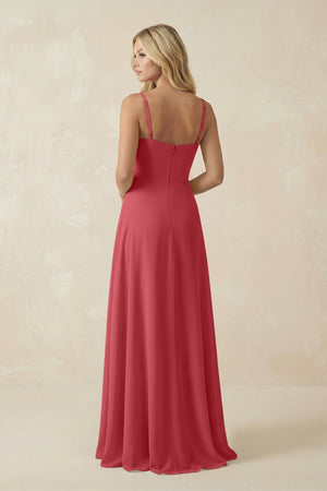 Spaghetti Strap Chiffon A - Line Bridesmaid Dress in Merlot - SHE IS ME Bridesmaid Dresses