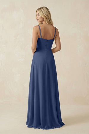 Spaghetti Strap Chiffon A - Line Bridesmaid Dress in Navy - SHE IS ME Bridesmaid Dresses