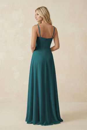 Spaghetti Strap Chiffon A - Line Bridesmaid Dress in Pine - SHE IS ME Bridesmaid Dresses