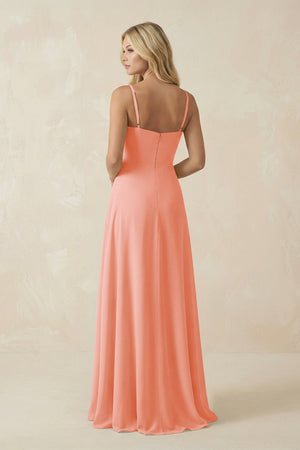 Spaghetti Strap Chiffon A - Line Bridesmaid Dress in Rosette - SHE IS ME Bridesmaid Dresses
