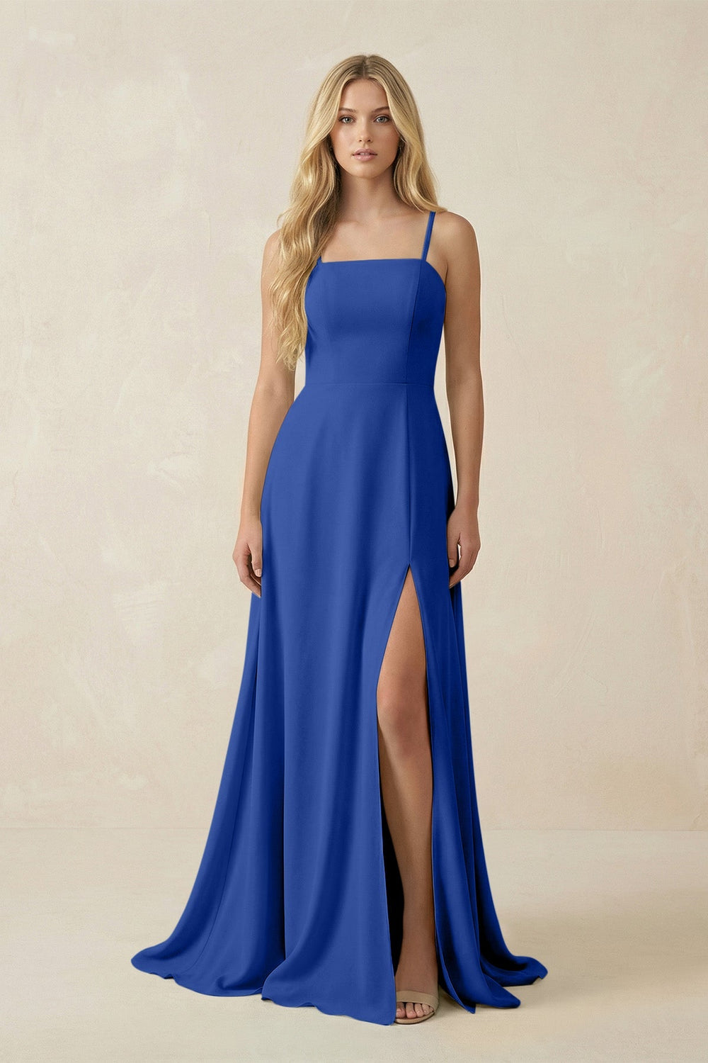 Spaghetti Strap Chiffon A - Line Bridesmaid Dress in Royal Blue - SHE IS ME Bridesmaid Dresses