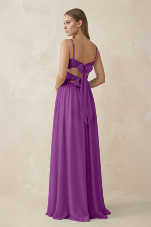 Spaghetti Strap Pleated A - Line Chiffon Bridesmaid Dress in Amethyst - SHE IS ME Bridesmaid Dresses