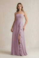 Spaghetti Strap Ruffled A - Line Chiffon Bridesmaid Dress in Dusk - SHE IS ME Bridesmaid Dresses