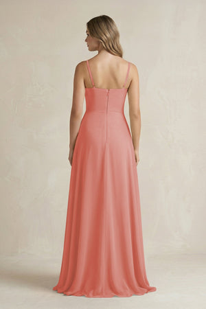 Spaghetti Strap Ruffled A - Line Chiffon Bridesmaid Dress in Mulberry - SHE IS ME Bridesmaid Dresses
