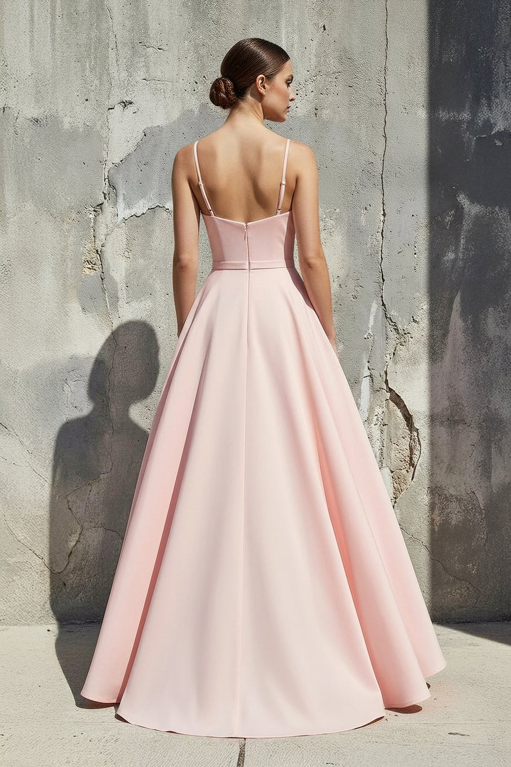 Spaghetti Straps A - Line Gown in Pink - SHE IS ME