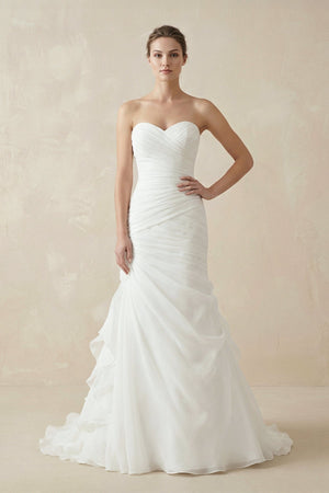 Strapless Ruched Chiffon Mermaid Wedding Dress - SHE IS ME Wedding Dresses