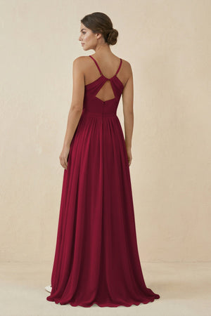 Sweetheart A - Line Chiffon Bridesmaid Dress in Berry - SHE IS ME Bridesmaid Dresses
