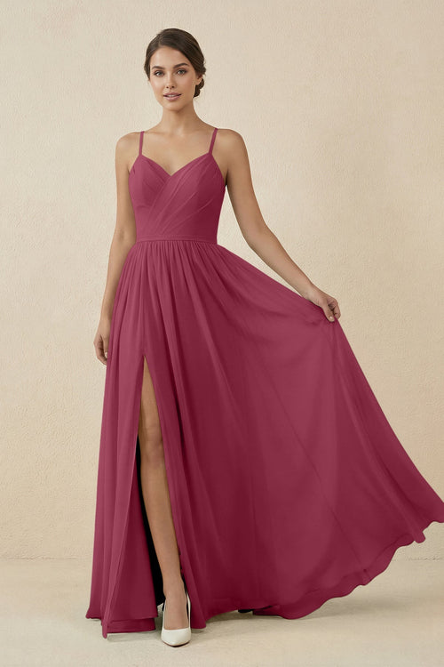 Sweetheart A - Line Chiffon Bridesmaid Dress in Desert Rose - SHE IS ME Bridesmaid Dresses
