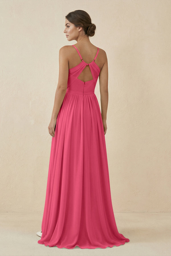 Sweetheart A - Line Chiffon Bridesmaid Dress in Fuchsia - SHE IS ME Bridesmaid Dresses