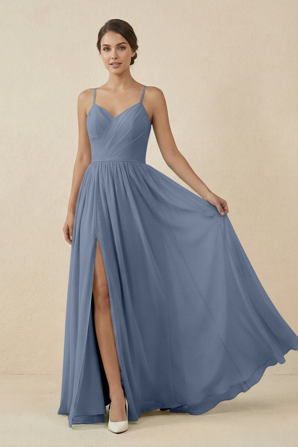 Sweetheart A - Line Chiffon Bridesmaid Dress in Neptune - SHE IS ME Bridesmaid Dresses
