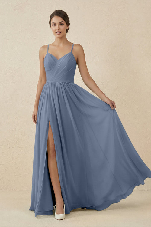 Sweetheart A - Line Chiffon Bridesmaid Dress in Neptune - SHE IS ME Bridesmaid Dresses